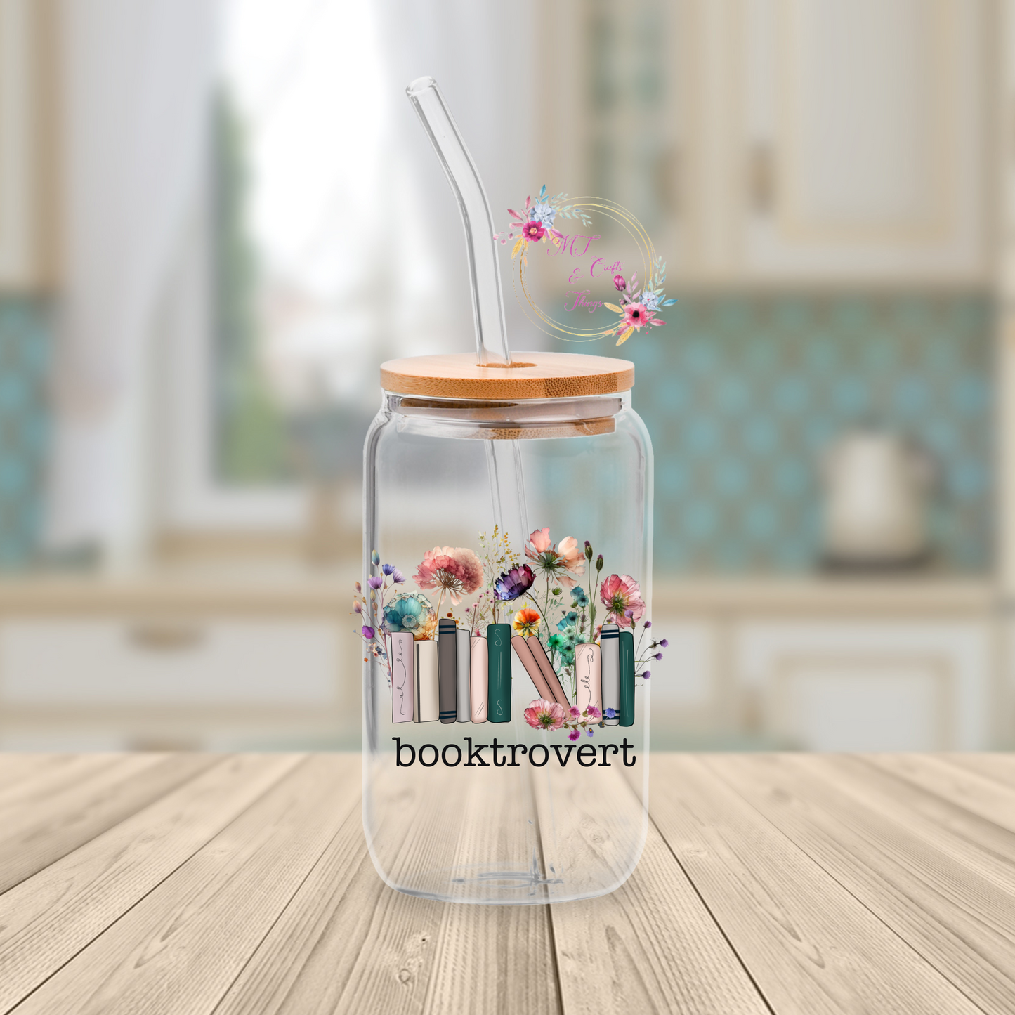Glass Can - Booktrovert_Floral