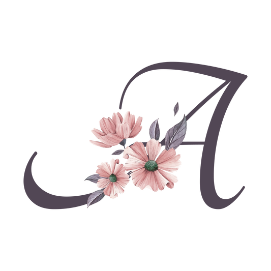 Frosted Glass Can - Floral Alphabet with Name