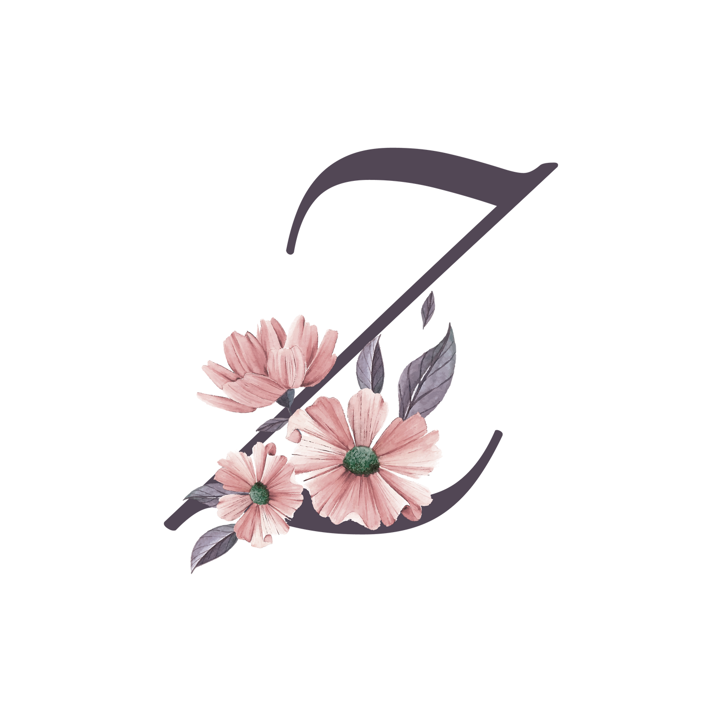 Frosted Glass Can - Floral Alphabet with Name