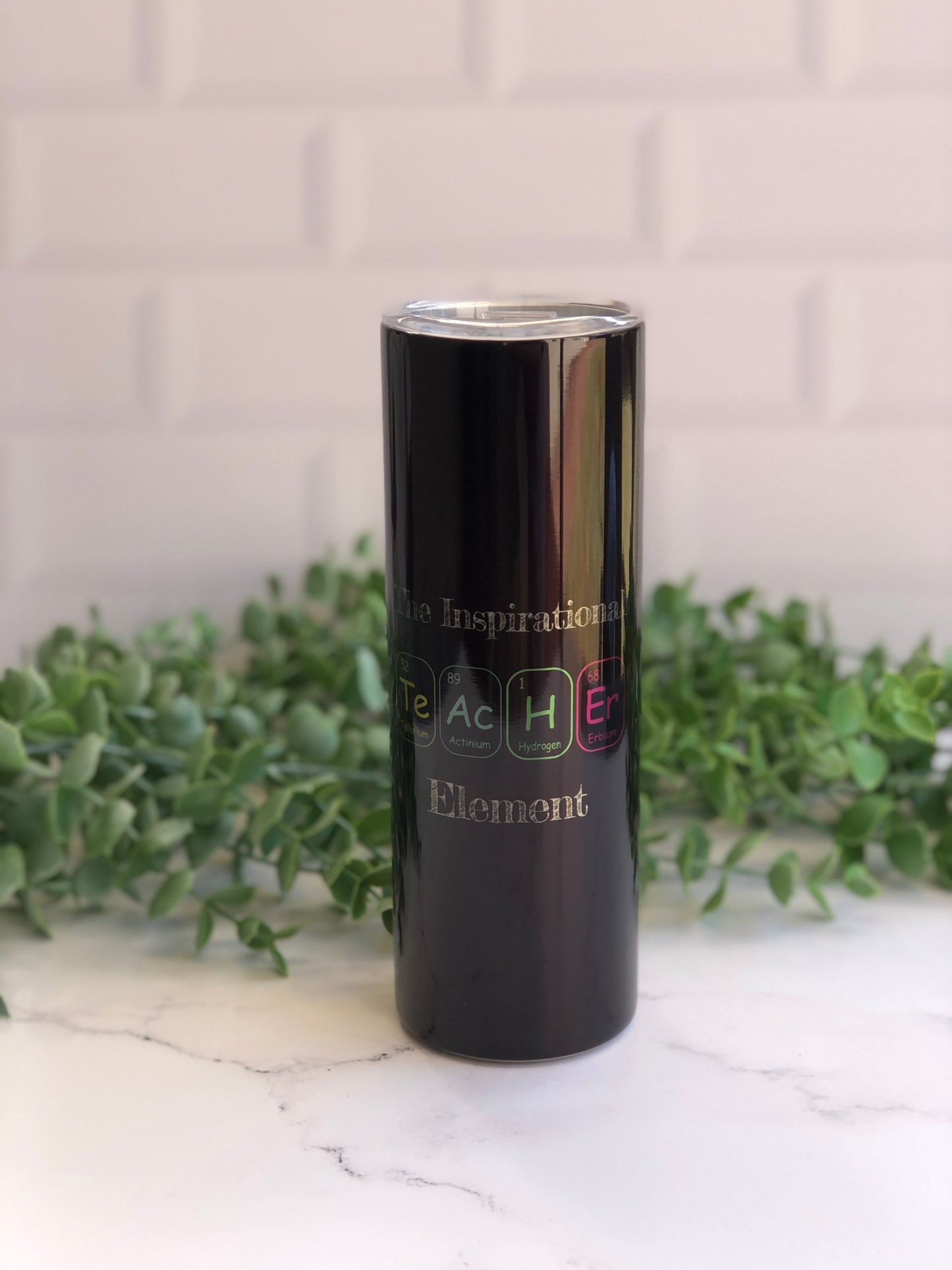 20oz Silver Skinny Tumbler - Teacher (Inspirational Element)