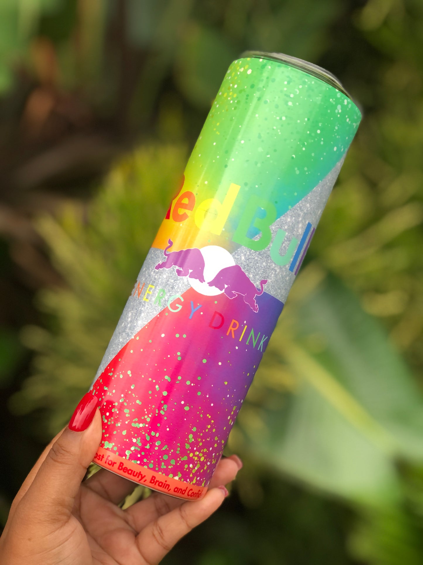 20oz Skinny Tumbler - Rainbow Bull
