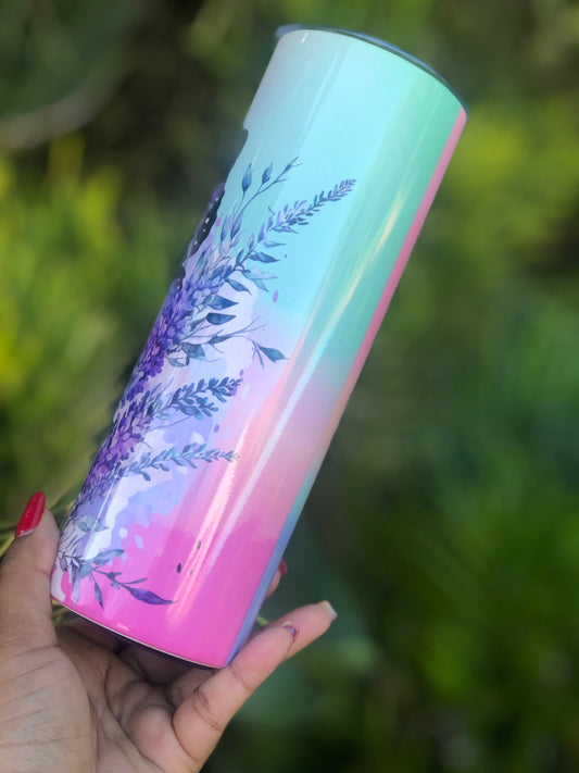 20oz Skinny Tumbler  - Pink & Purple Butterfly
