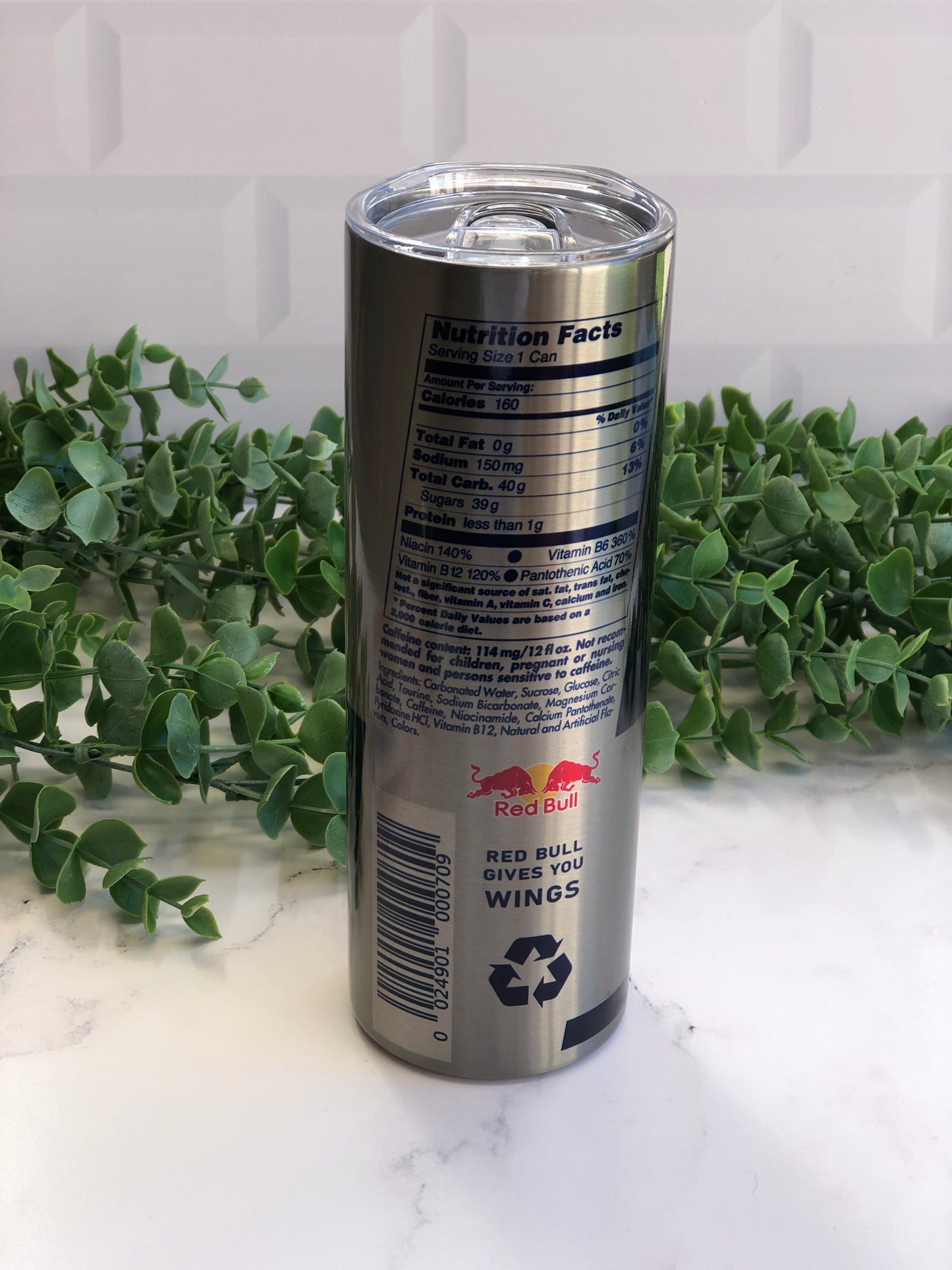20oz Silver Skinny Tumbler - Red Bull Original