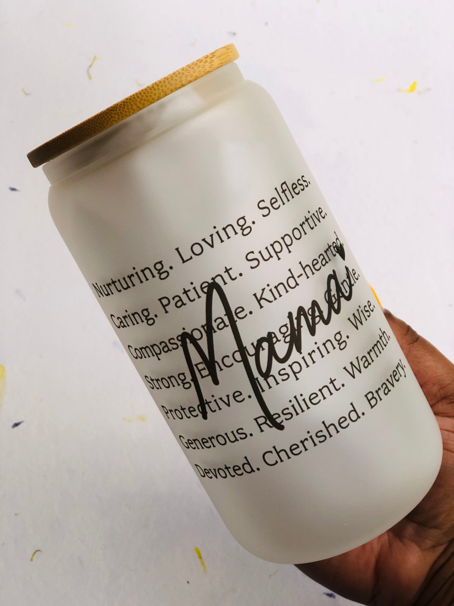 Frosted Glass Can - Mama Defined