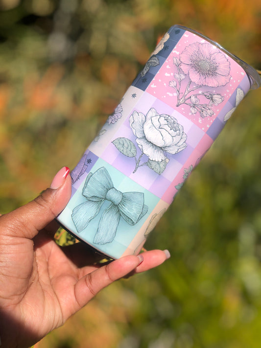 15oz Skinny Tumbler - Pastel Florals