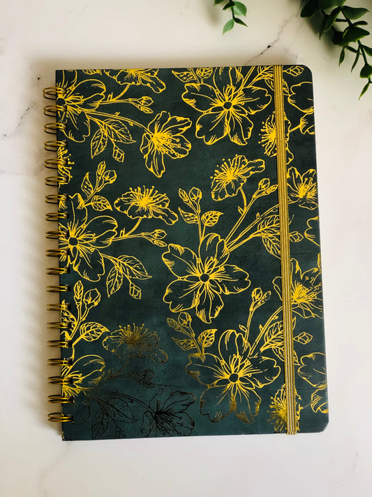 Green Gold Floral Journal/ Notebook
