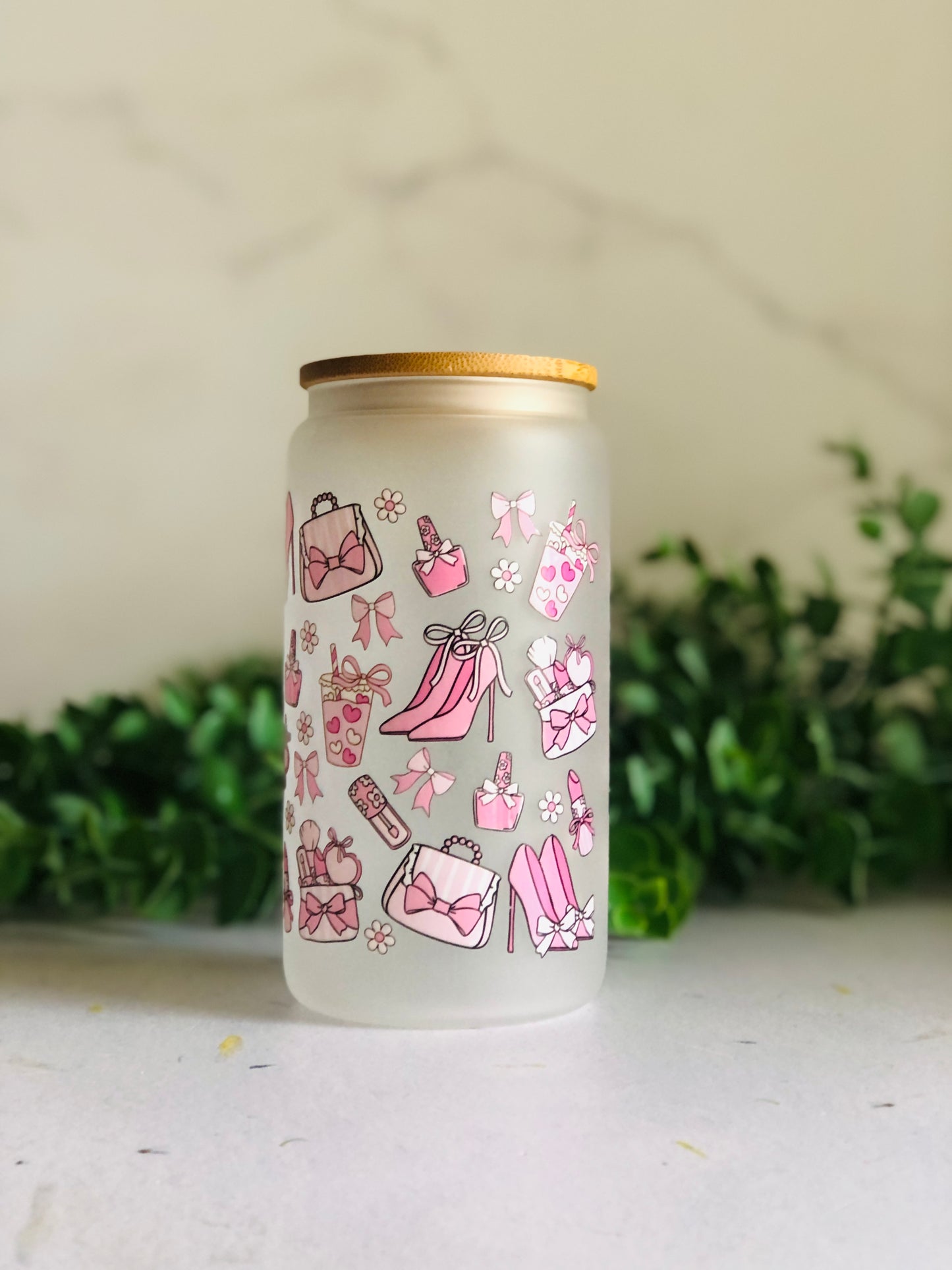 Frosted Glass Can - Coquette Girlie