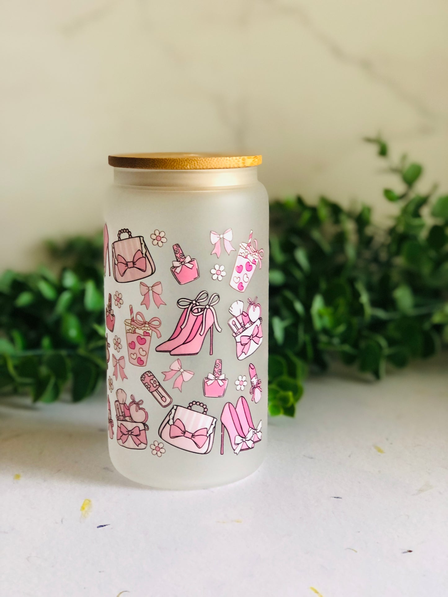 Frosted Glass Can - Coquette Girlie