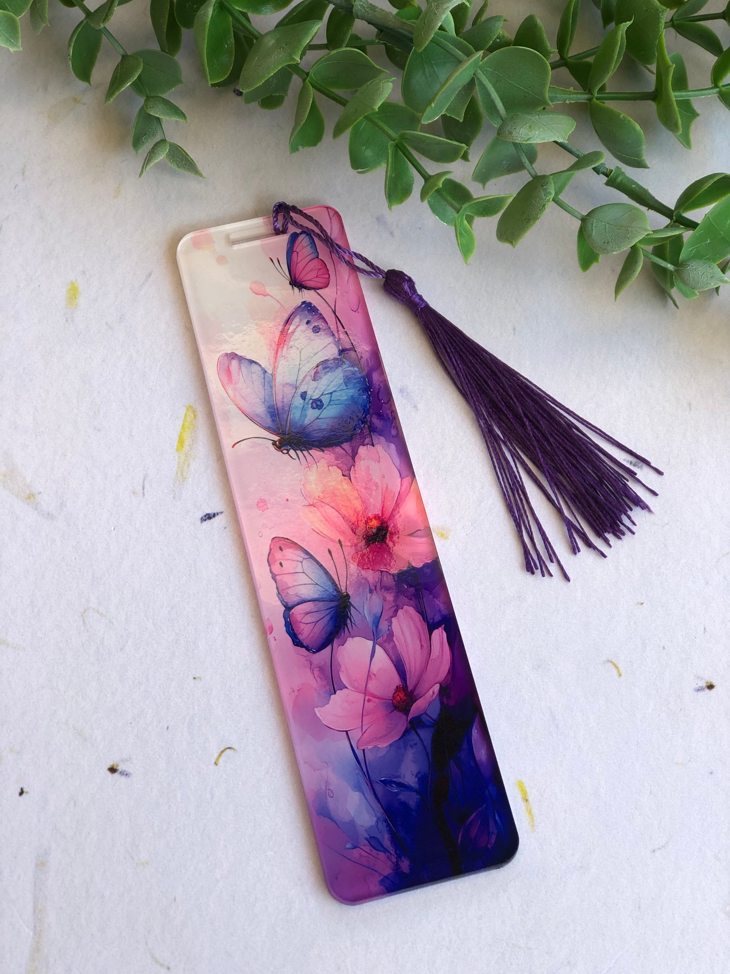 Sub-Acrylic Bookmark - Purple Butterflies & Florals