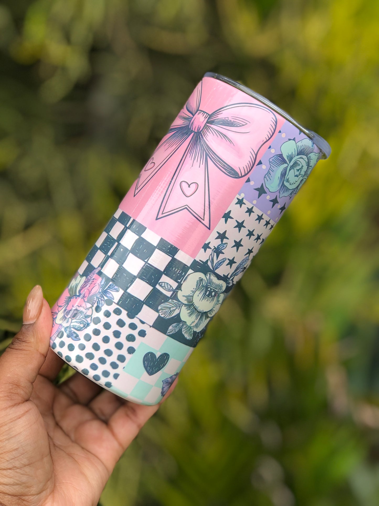 15oz Skinny Tumbler - Bows & Florals