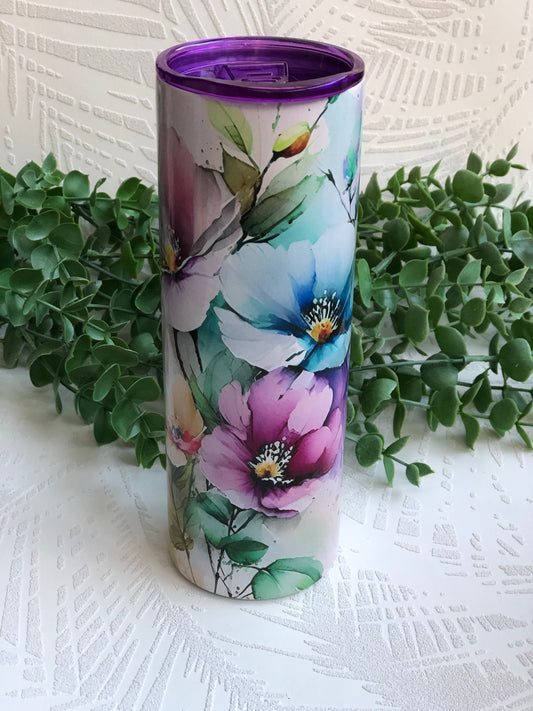 20oz Skinny Tumbler - Vibrant Flowers