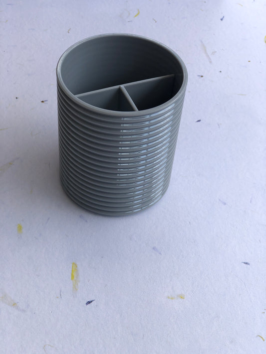 Ribbed Plastic Pen Holder with Divider