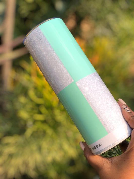 20oz Skinny Tumbler - Bull Mint Glitter