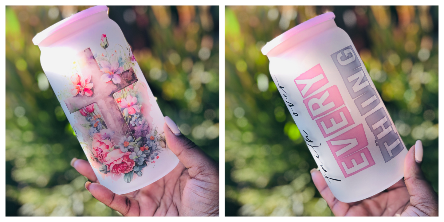 Frosted Glass Can - Faith Over Everything