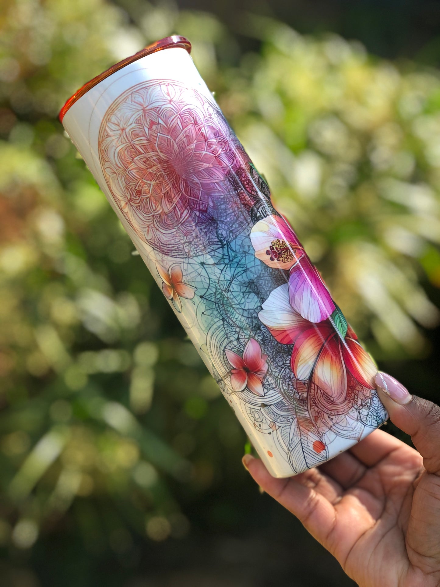 20oz Skinny Tumbler - Flower Florals