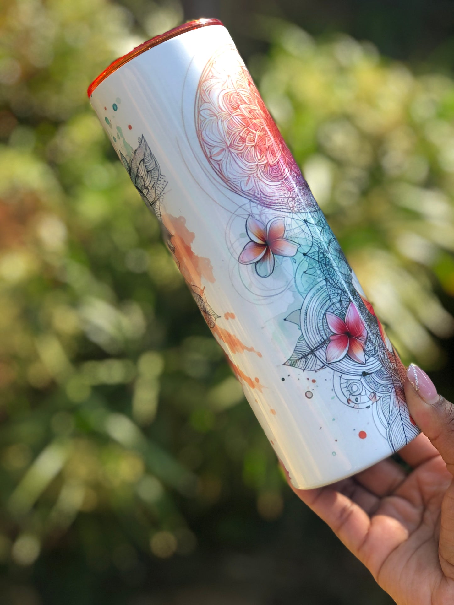 20oz Skinny Tumbler - Flower Florals