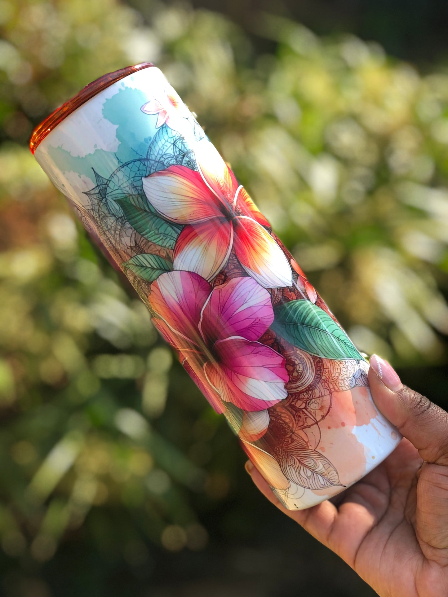20oz Skinny Tumbler - Flower Florals