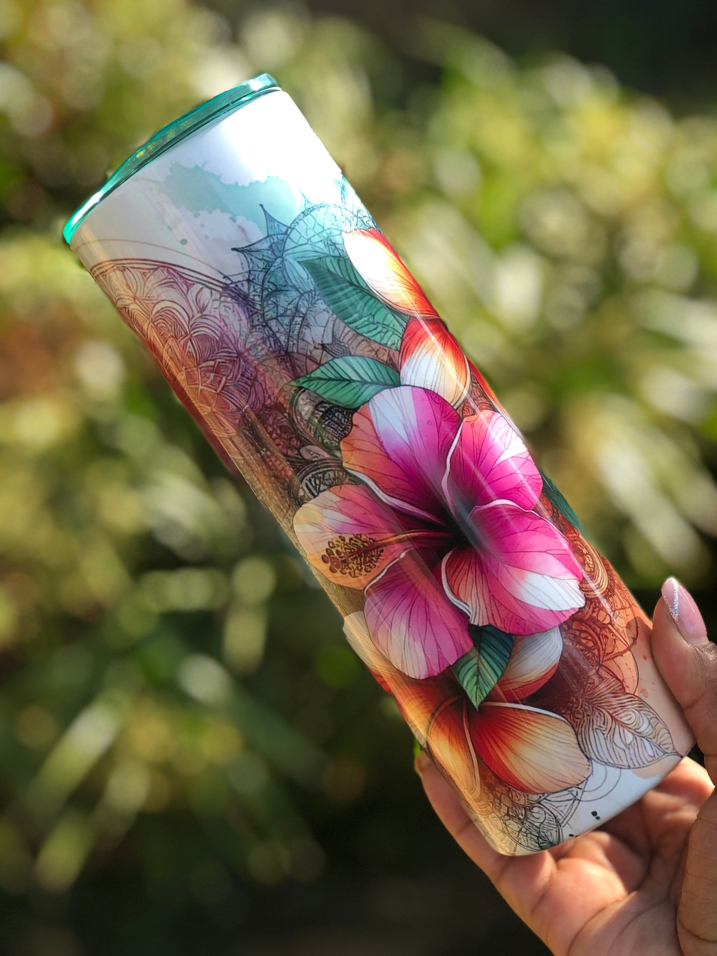 20oz Skinny Tumbler - Flower Florals