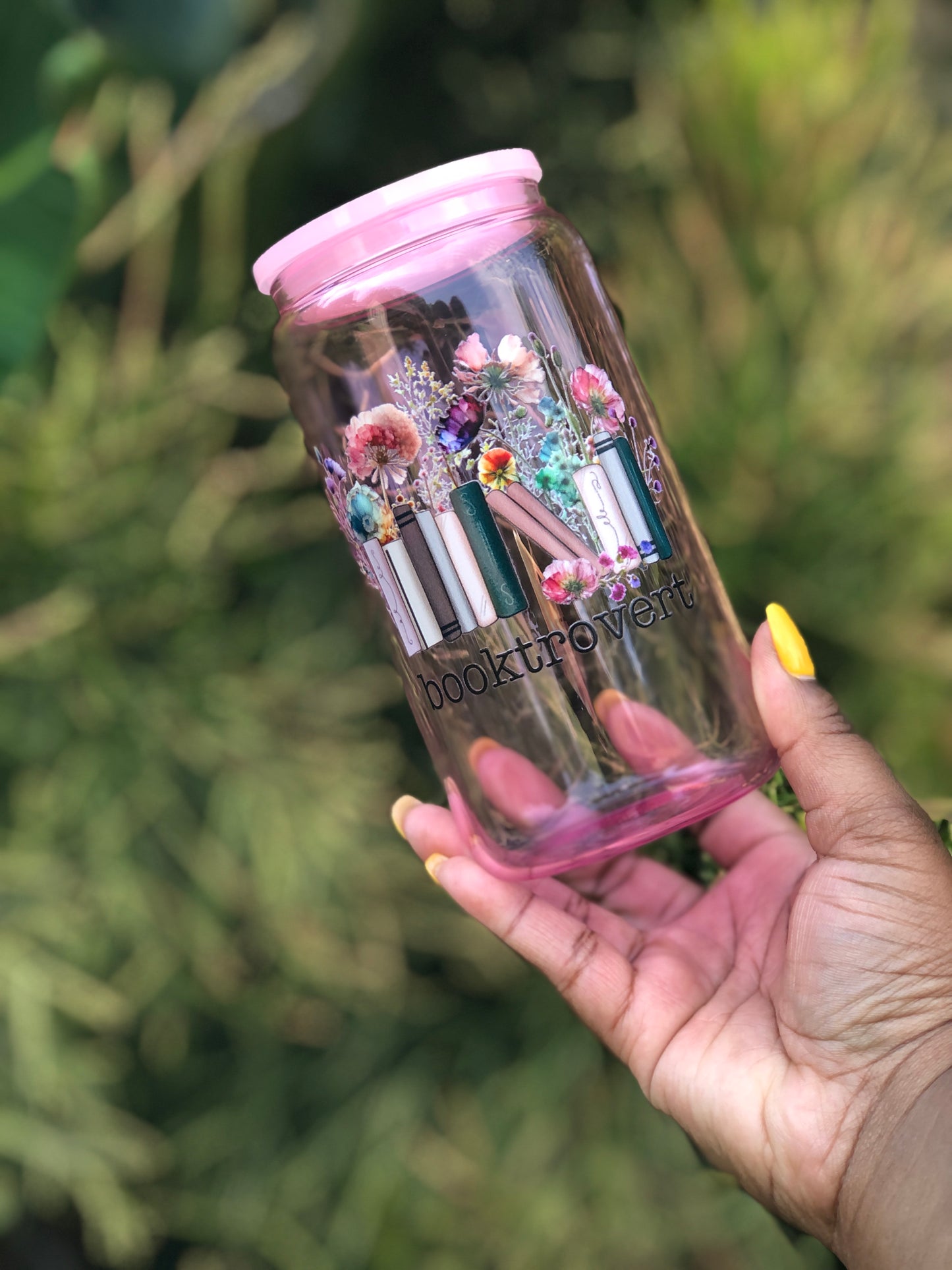 Glass Can - Booktrovert_Floral