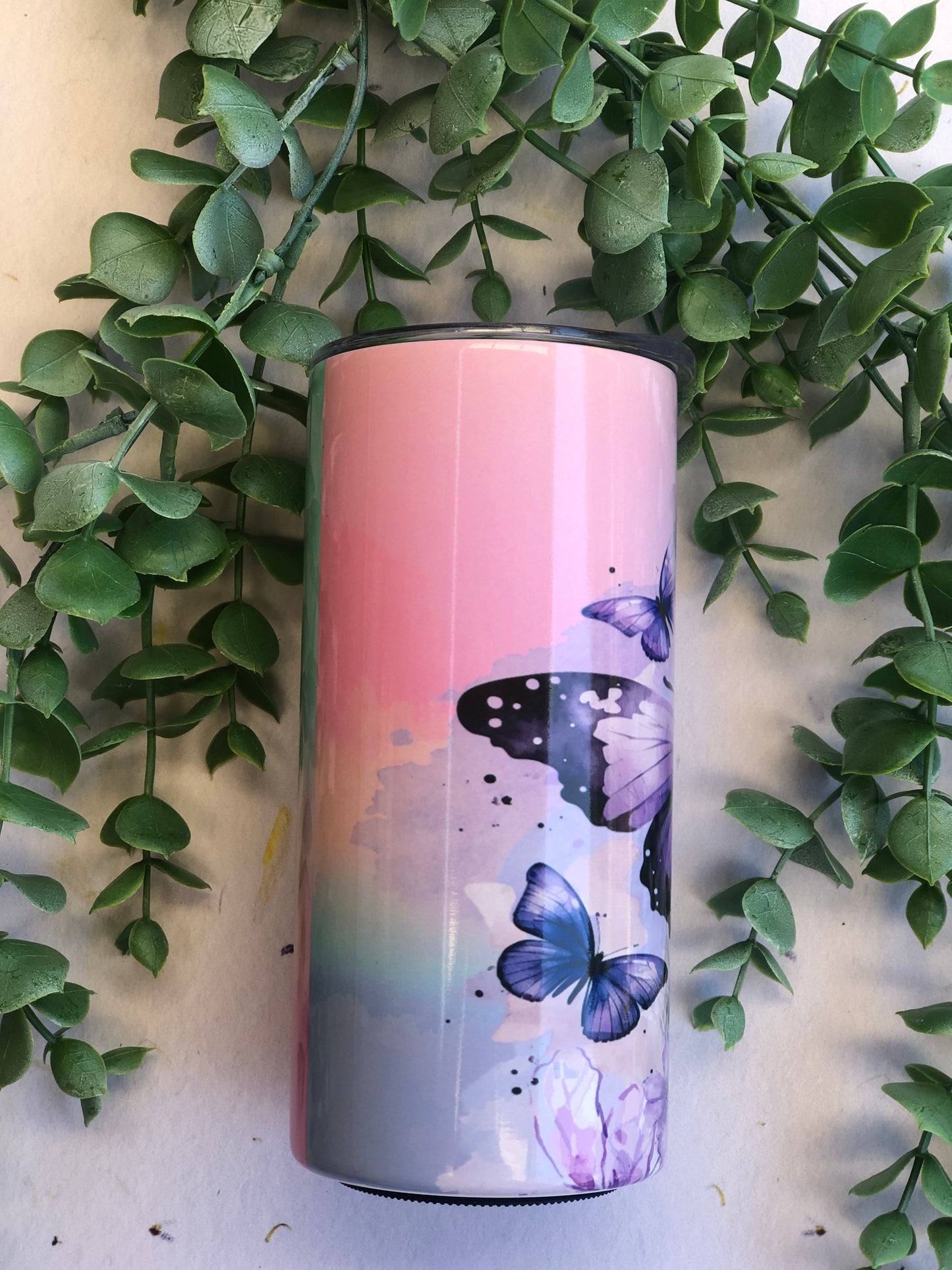 15oz Skinny Tumbler - Pastel Butterflies