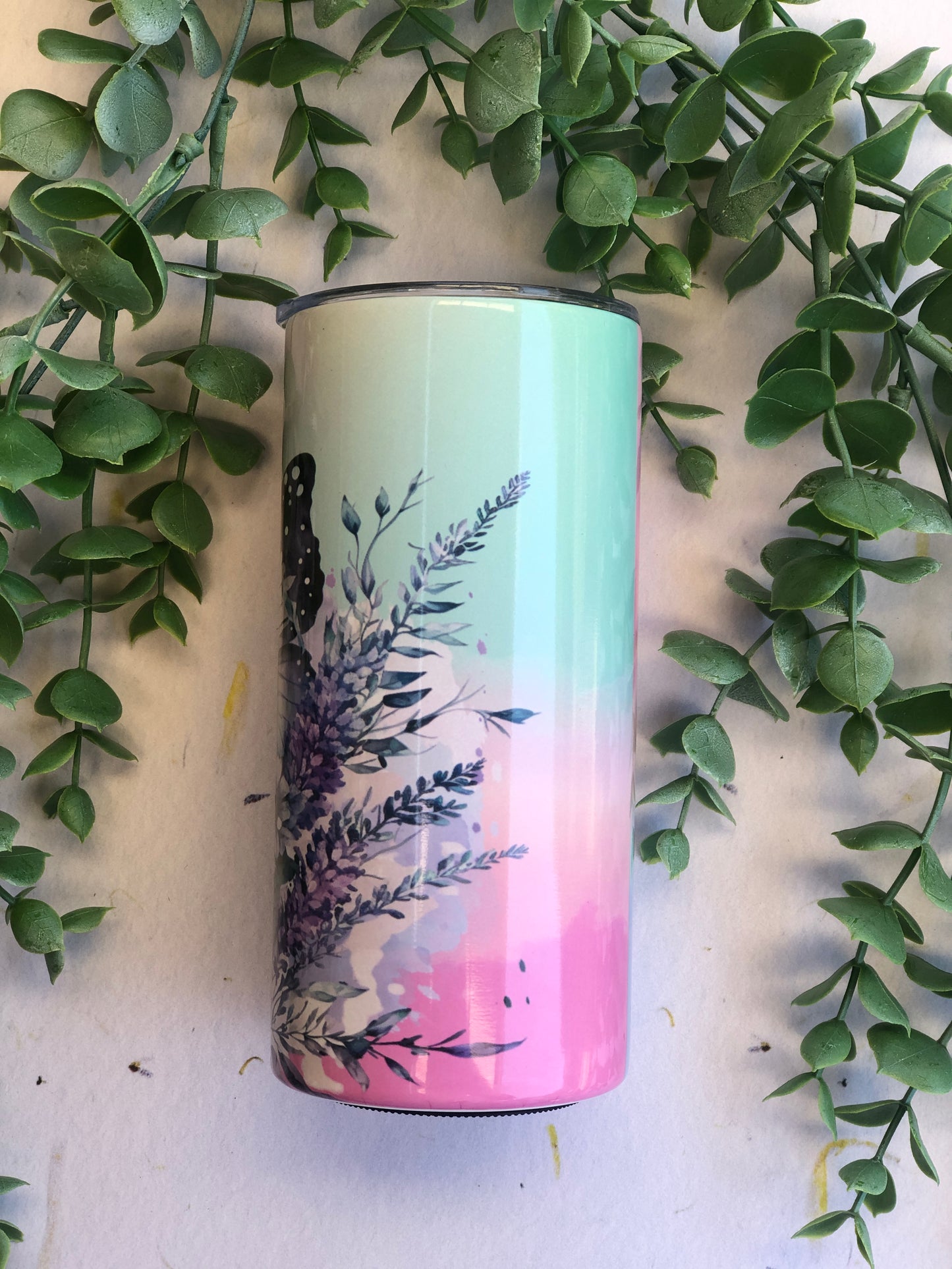 15oz Skinny Tumbler - Pastel Butterflies