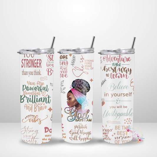 20oz Skinny Tumbler - Positive Affirmations