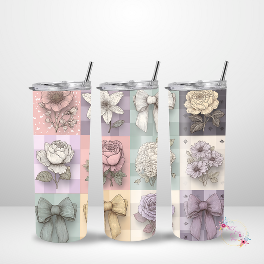 20oz Skinny Tumbler - Pastel Florals