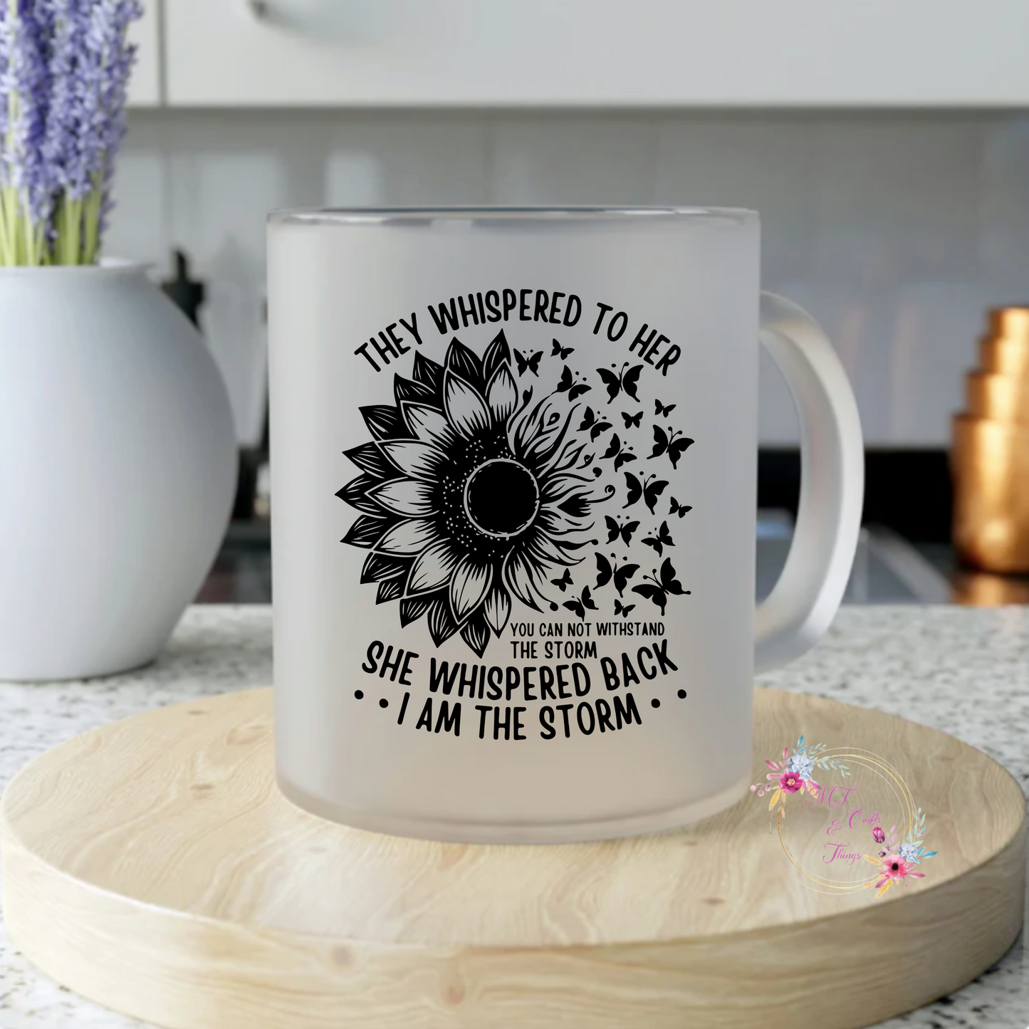 Frosted Glass Mug - They Whispered