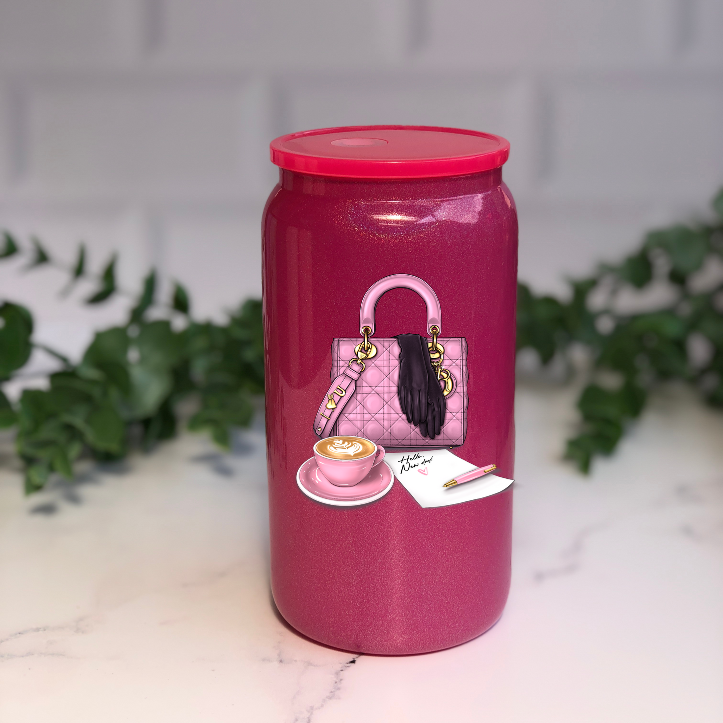 Glass Can  - New Day Pink Bag