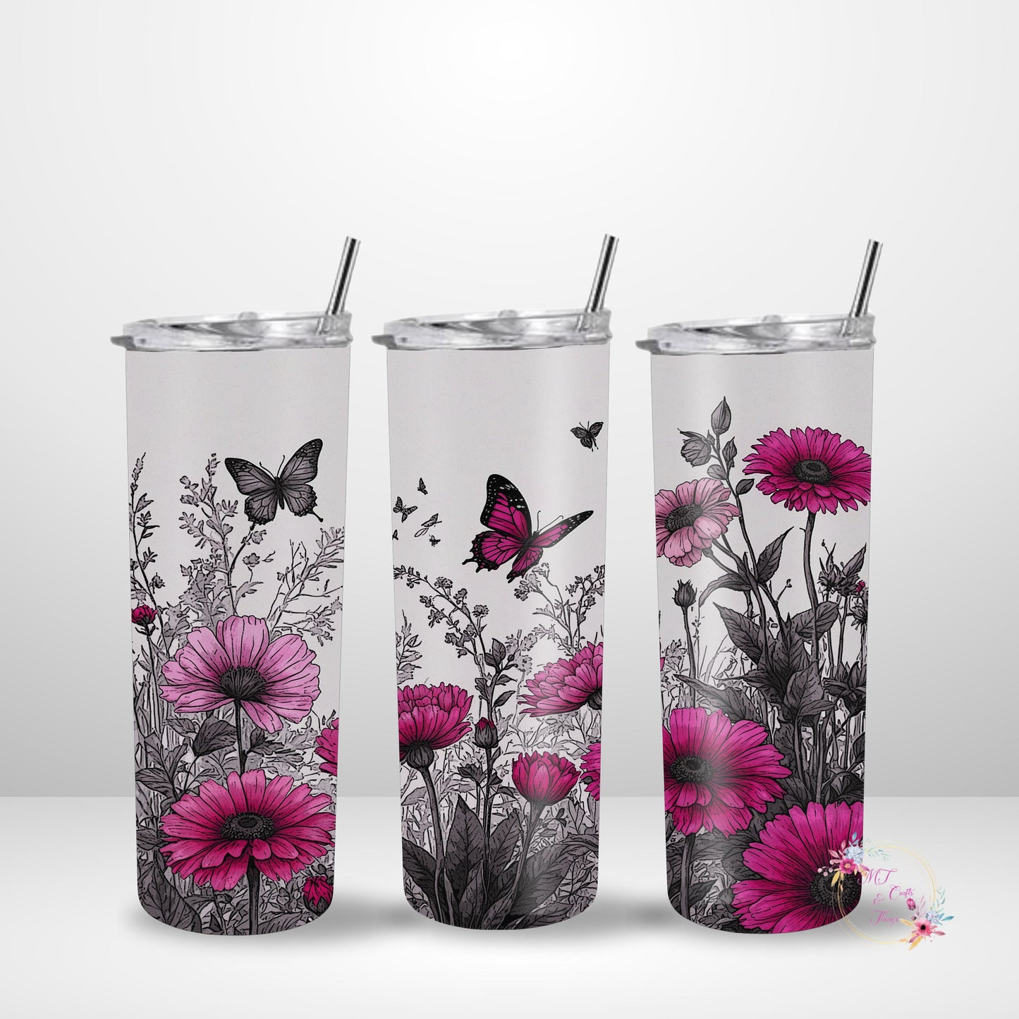 15oz Skinny Tumbler - Pop of Pink