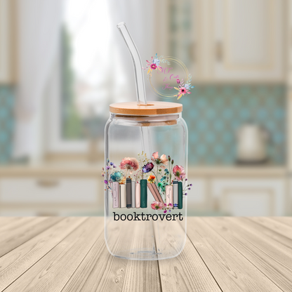 Glass Can - Booktrovert_Floral