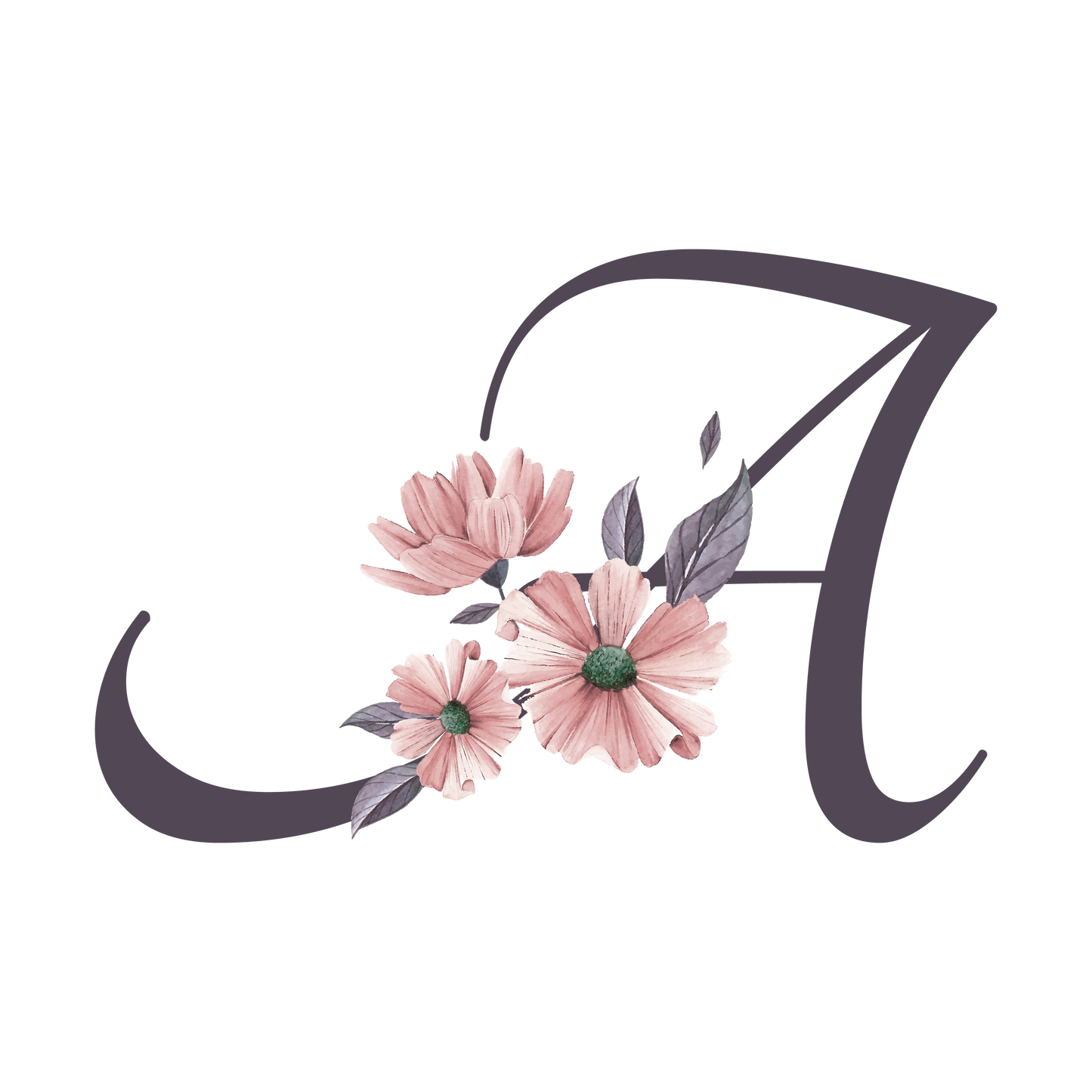Frosted Glass Can - Floral Alphabet with Name