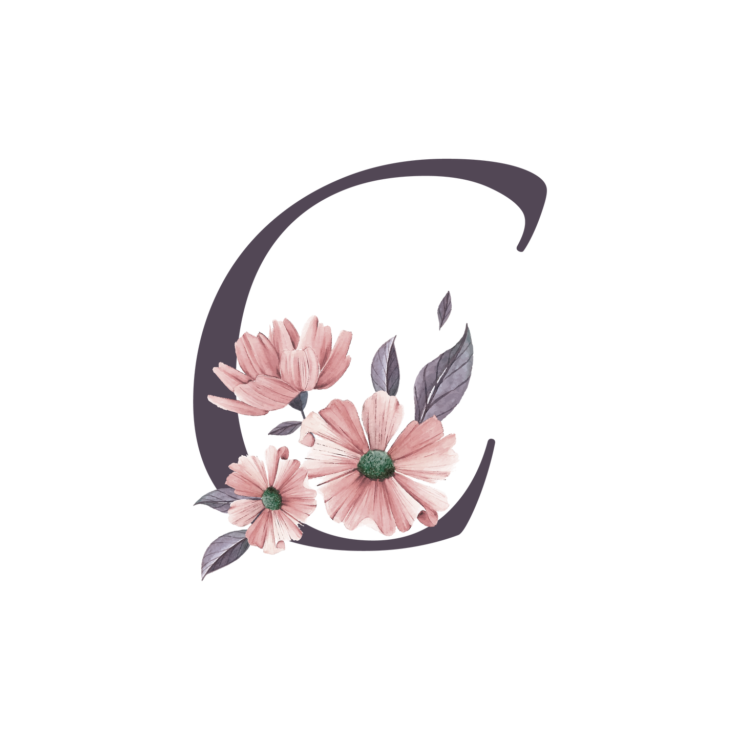 Frosted Glass Can - Floral Alphabet with Name