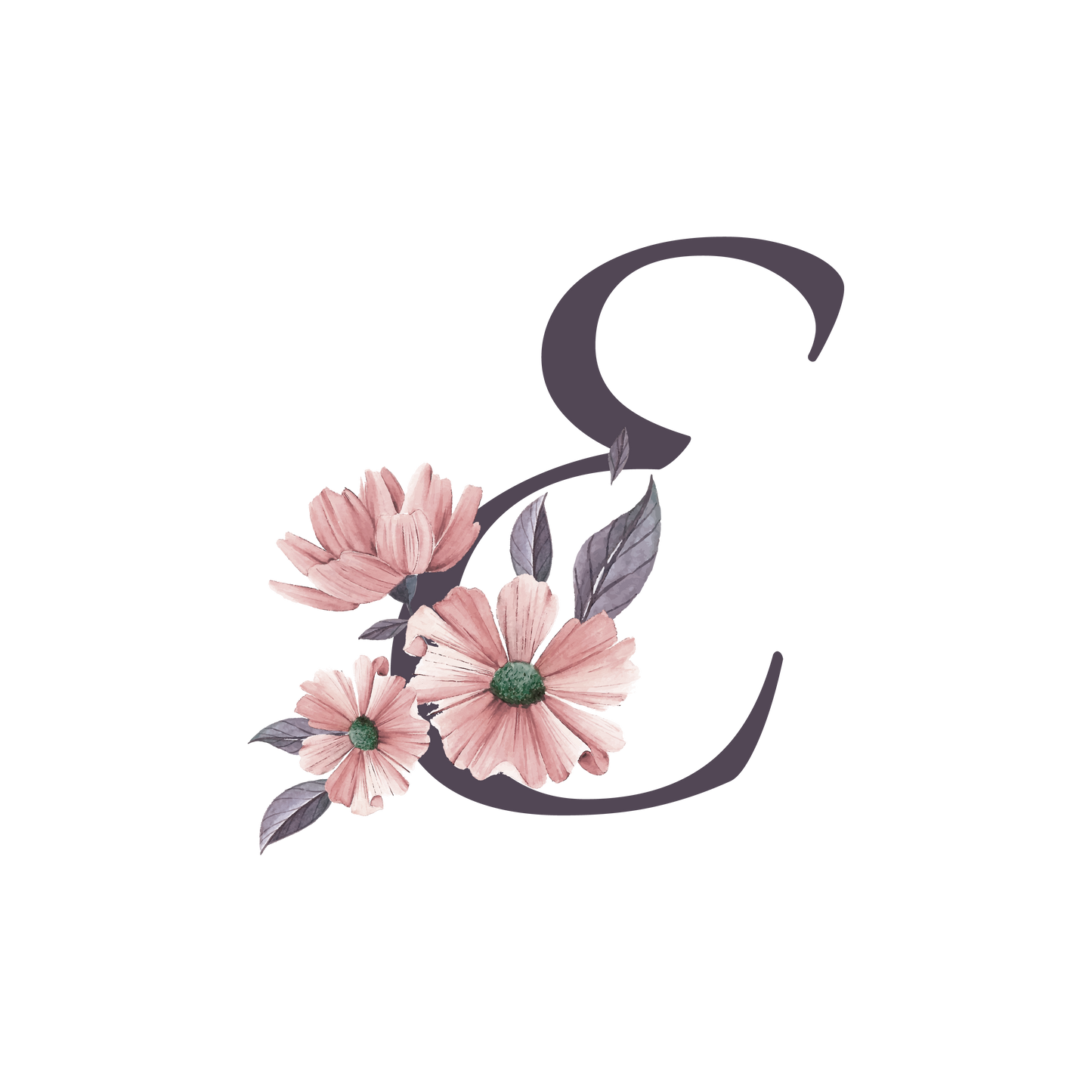 Frosted Glass Can - Floral Alphabet with Name