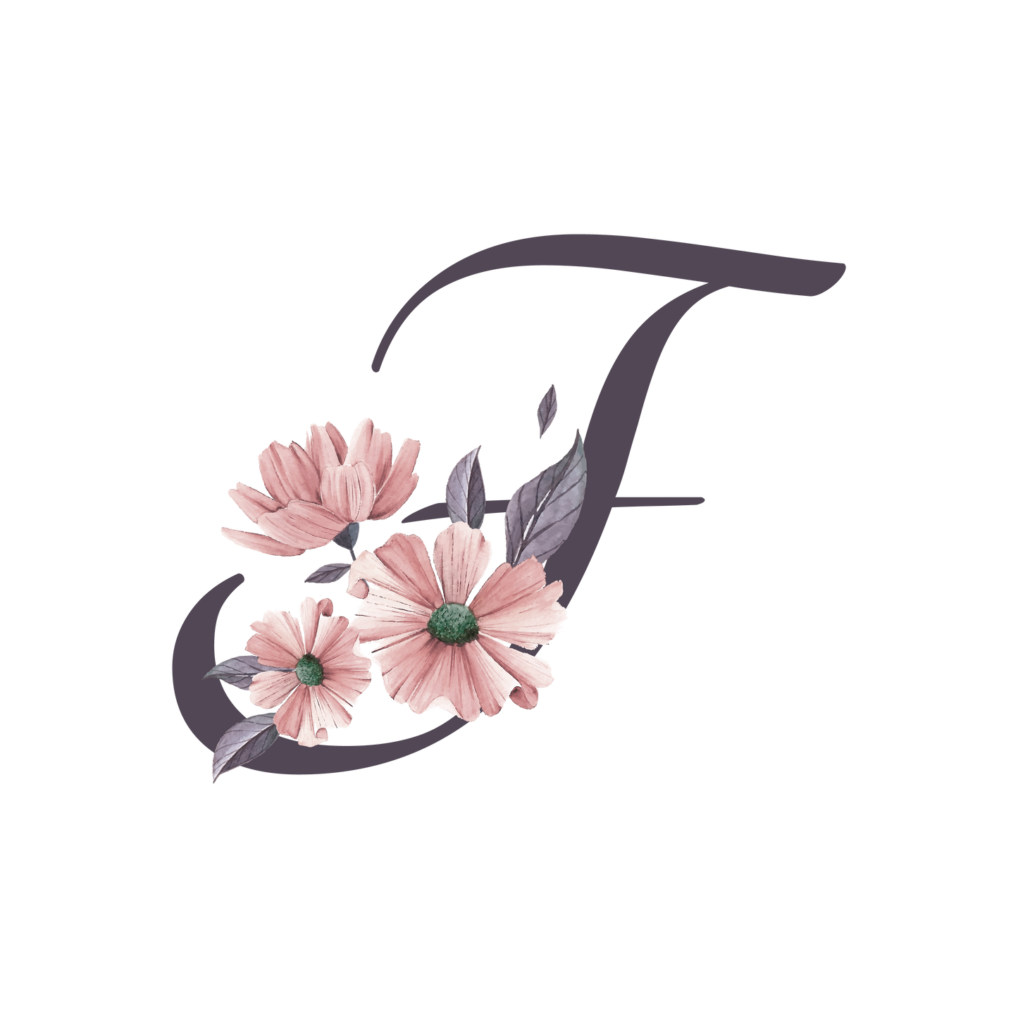 Frosted Glass Can - Floral Alphabet with Name
