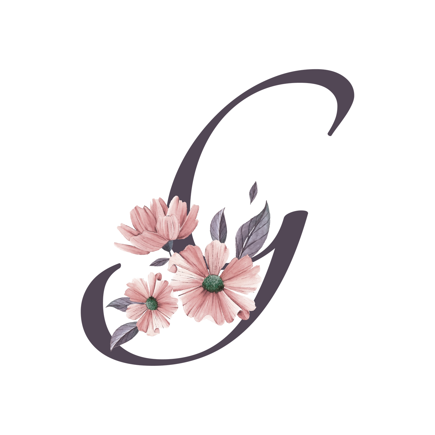 Frosted Glass Can - Floral Alphabet with Name