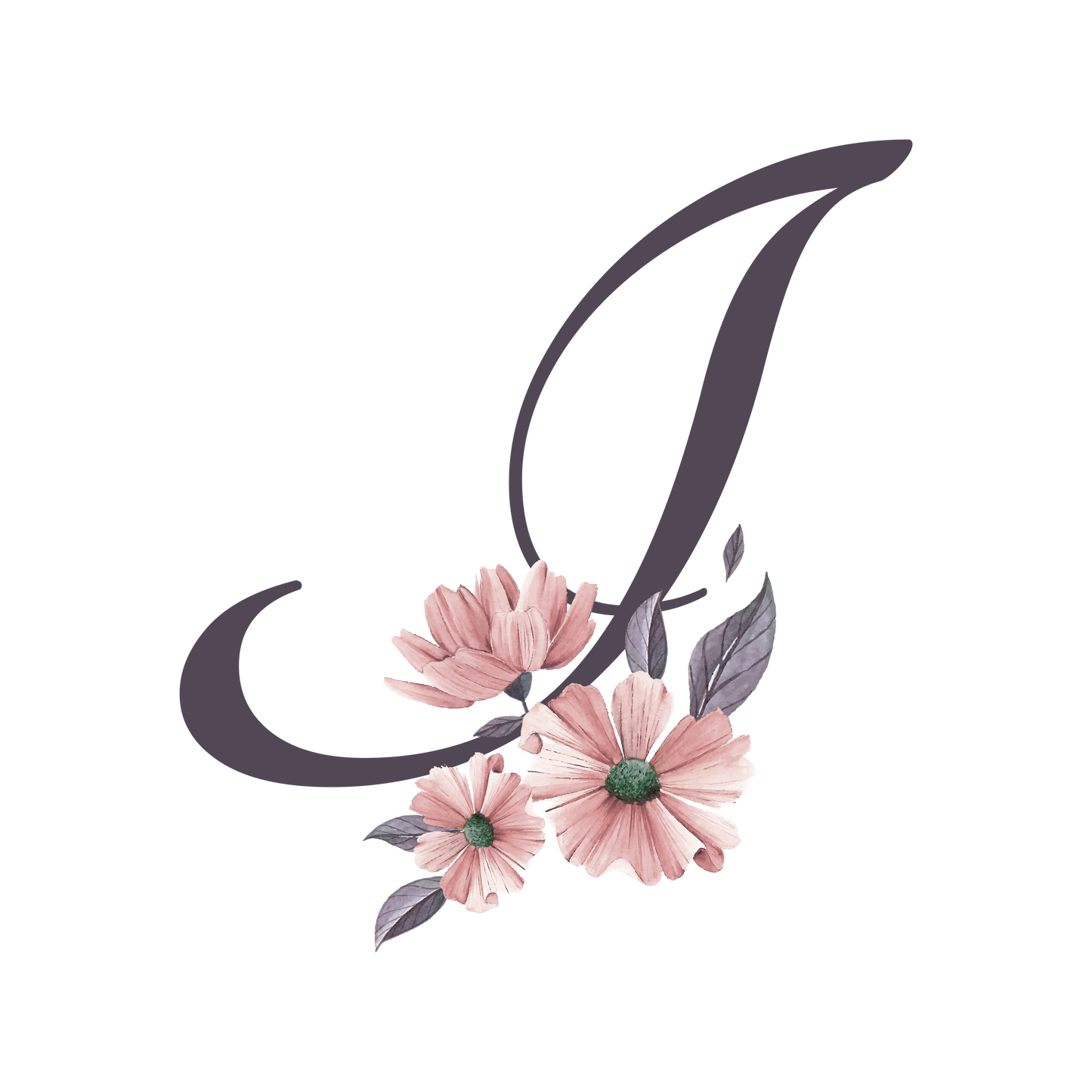 Frosted Glass Can - Floral Alphabet with Name