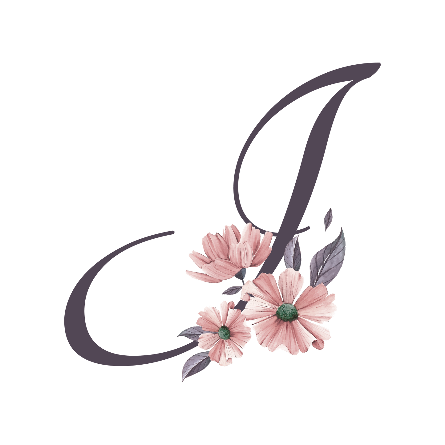 Frosted Glass Can - Floral Alphabet with Name