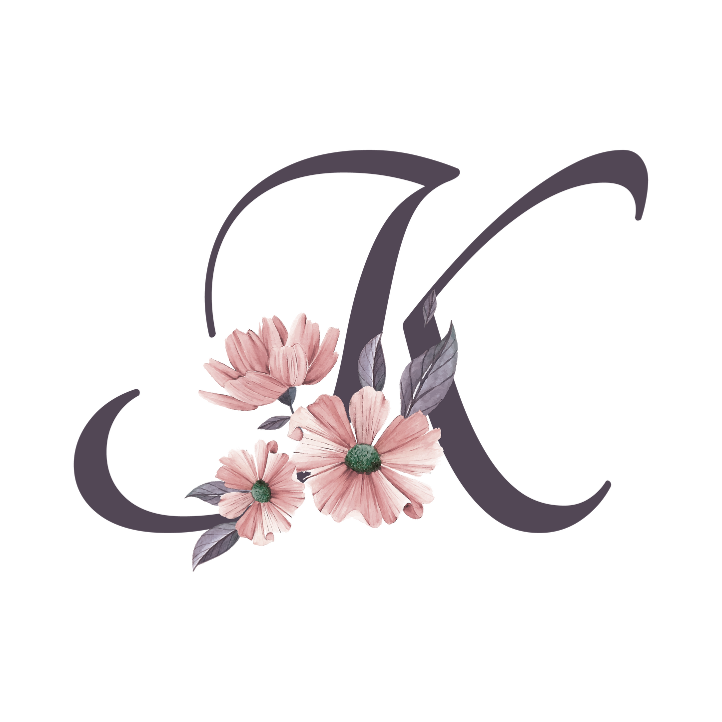 Frosted Glass Can - Floral Alphabet with Name