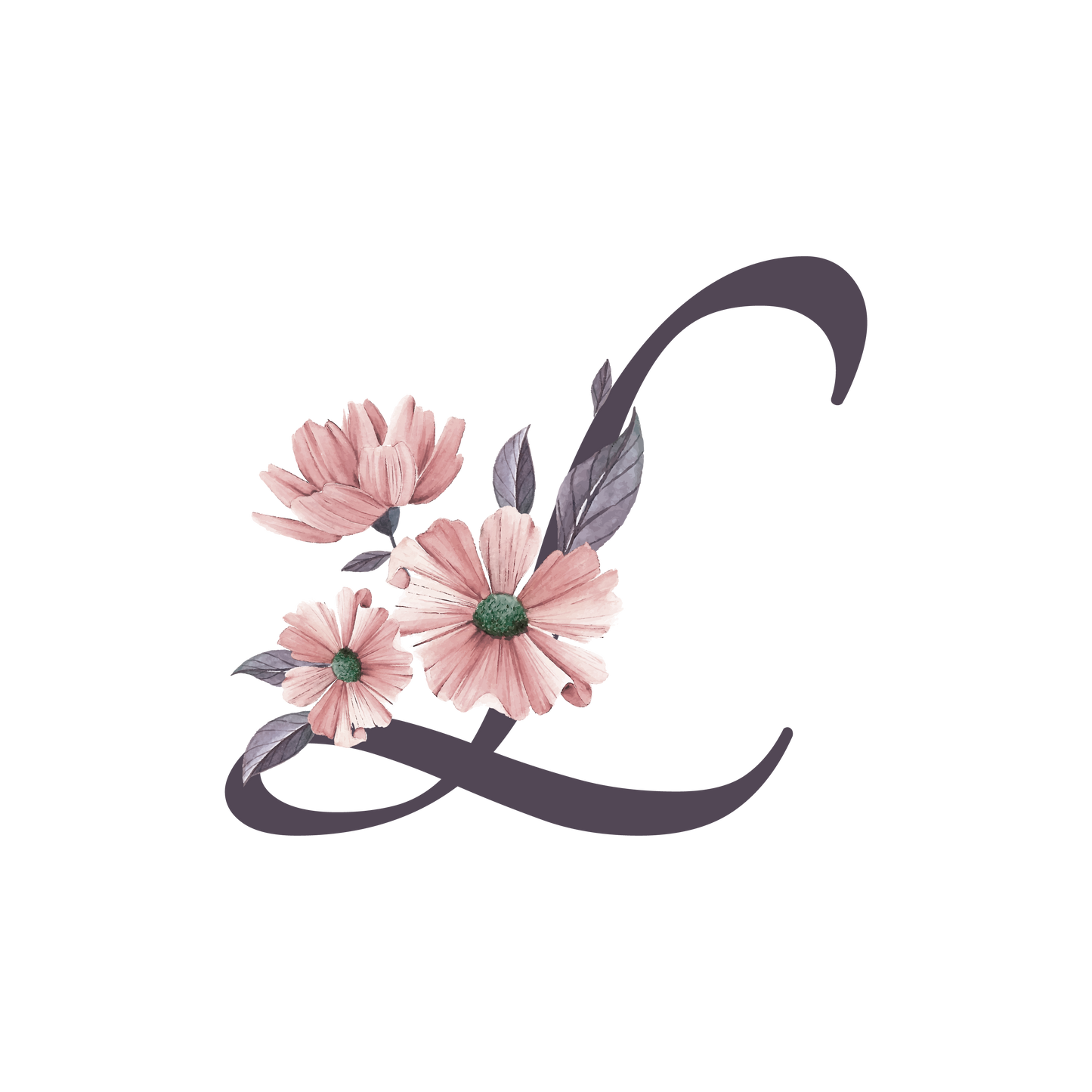 Frosted Glass Can - Floral Alphabet with Name