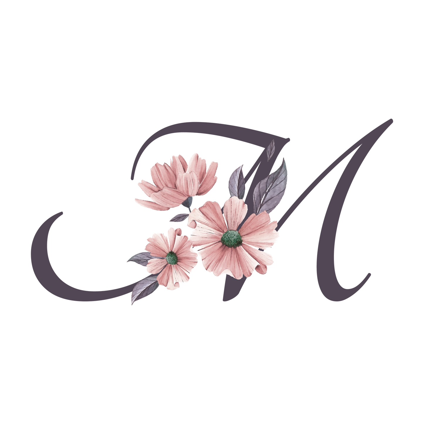 Frosted Glass Can - Floral Alphabet with Name