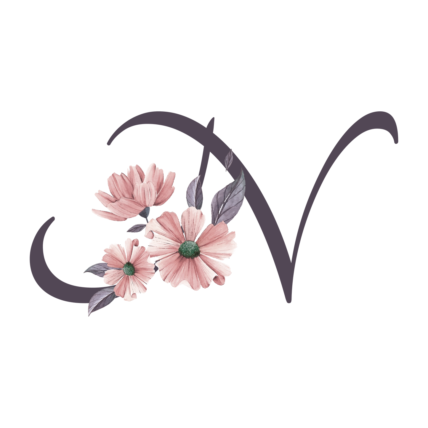 Frosted Glass Can - Floral Alphabet with Name
