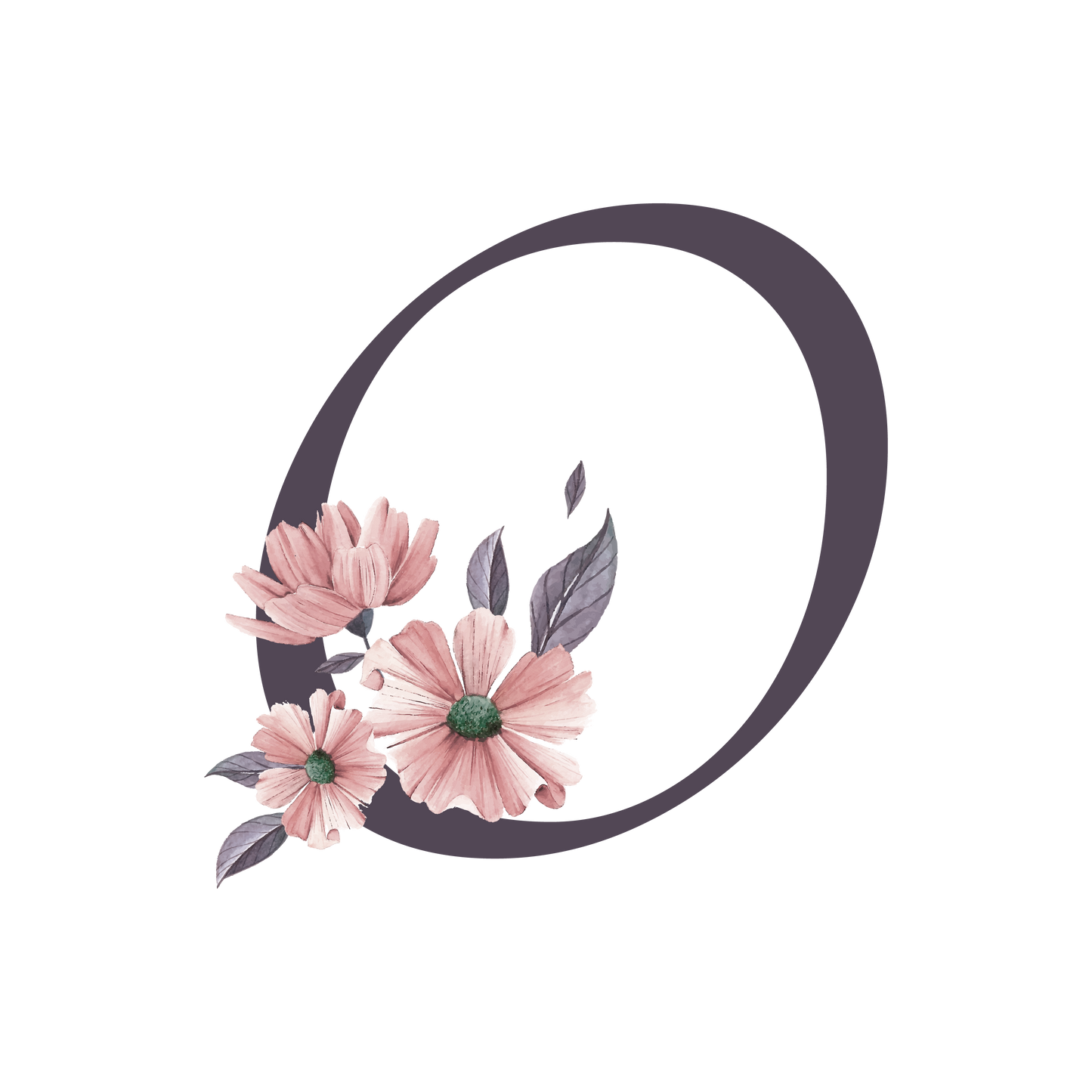 Frosted Glass Can - Floral Alphabet with Name