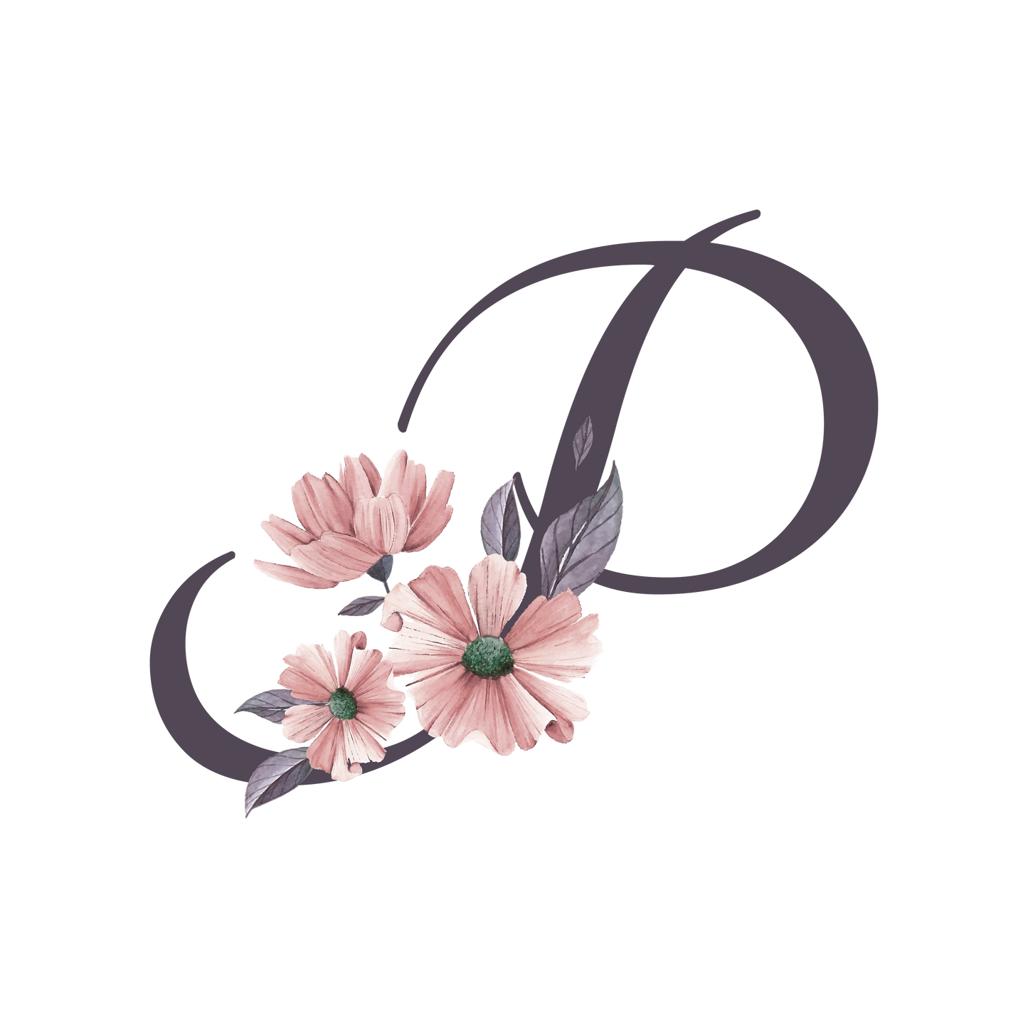 Frosted Glass Can - Floral Alphabet with Name