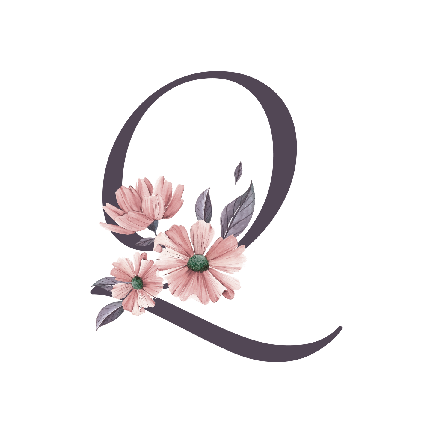 Frosted Glass Can - Floral Alphabet with Name