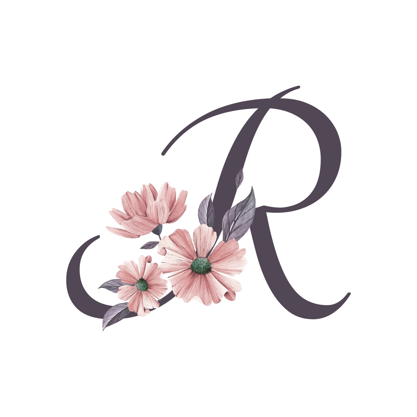 Frosted Glass Can - Floral Alphabet with Name