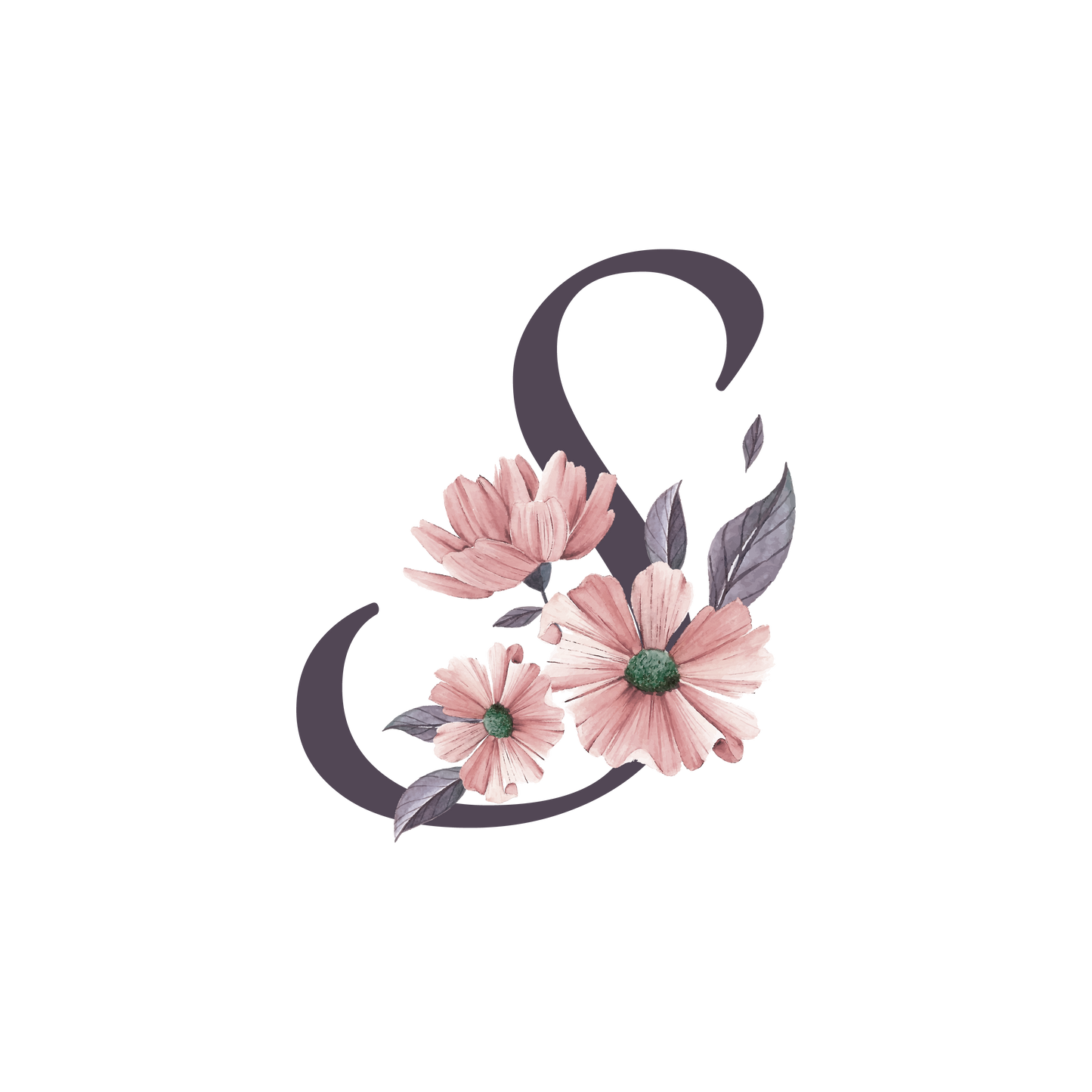 Frosted Glass Can - Floral Alphabet with Name