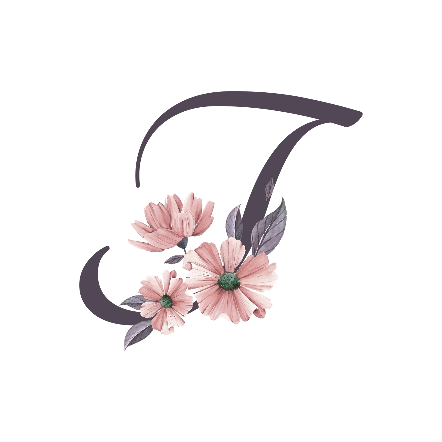 Frosted Glass Can - Floral Alphabet with Name