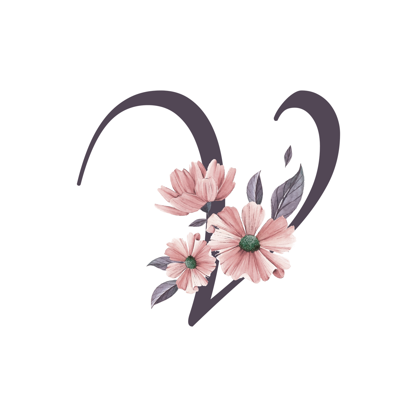 Frosted Glass Can - Floral Alphabet with Name