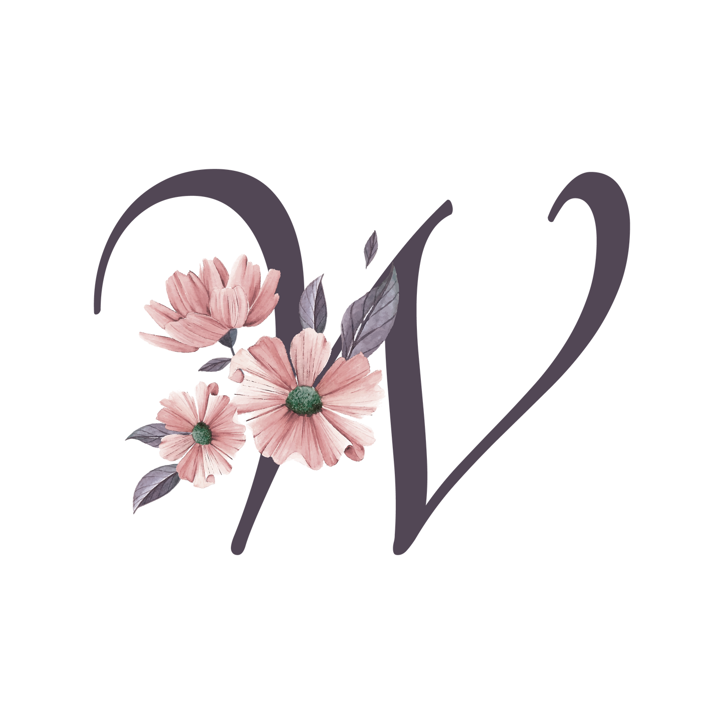 Frosted Glass Can - Floral Alphabet with Name